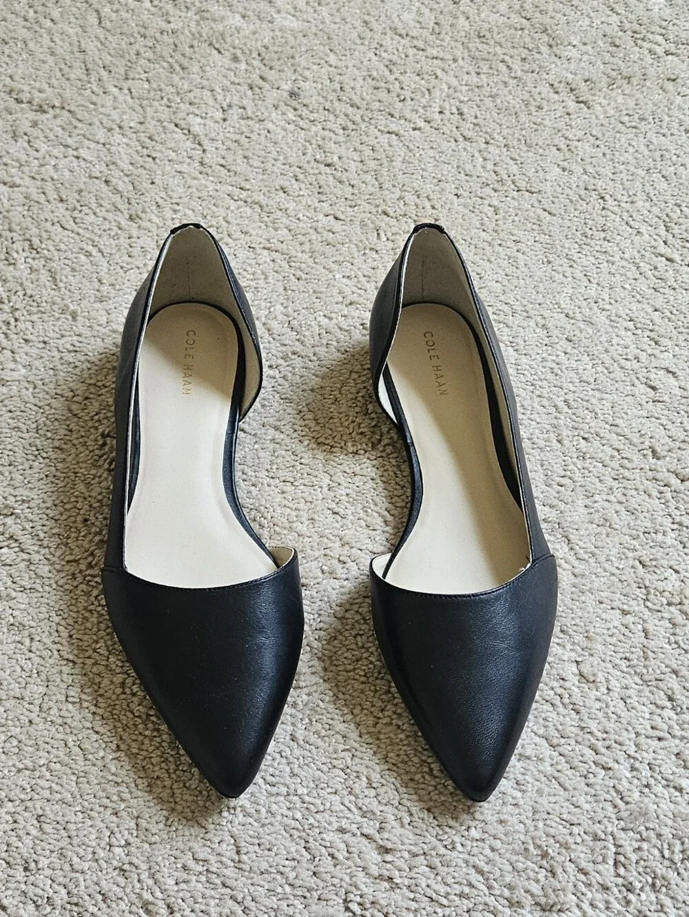 Cole Haan Bambra Skimmer II Black Leather Pointed Toe Flats  8.5